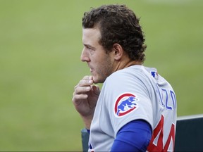 Anthony Rizzo of the Chicago Cubs looks on during a game against the Cincinnati Reds at Great American Ball Park on July 28, 2020 in Cincinnati.
