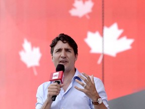Prime Minister Justin Trudeau speaks at We Day on Parliament Hill, in Ottawa on Sunday, July 2, 2017.