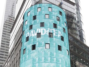 The sign at the Nasdaq MarketSite when it announced the IPO for DavidsTea in 2015.