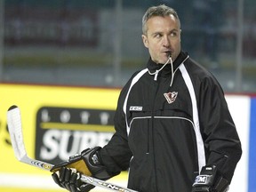 Dean Evason during his time coaching the Galgary Hitmen.