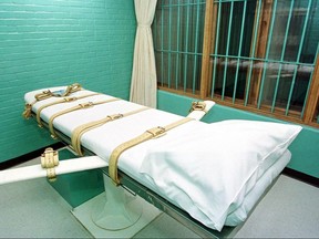 This February 29, 2000, photo shows the "death chamber" at the Texas Department of Criminal Justice Huntsville Unit in Huntsville, Texas.