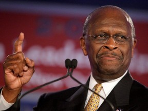 Republican presidential hopeful Herman Cain speaks during the Republican Leadership Conference in New Orleans, June 17, 2011.