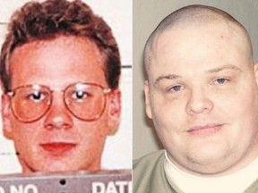 This combination of file pictures created on July 14, 2020 shows a file handout booking photo obtained courtesy of the Mason City Police Department of Dustin Honken (left) on March 21, 1993 and a photo taken on Febuary 24, 2009 of death row inmate Keith Dwayne Nelson.