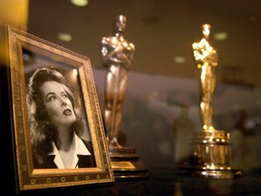 Oscars previously presented to actress Katharine Hepburn are seen at the "Meet the Oscars Display" at the Hollywood & Highland Center in Los Angeles, Feb. 9, 2007.