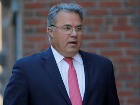 Manuel Henriquez, co-founder of Hercules Capital, arrives at the federal courthouse for a hearing in a nationwide college admissions cheating scheme in Boston, October 21, 2019.
