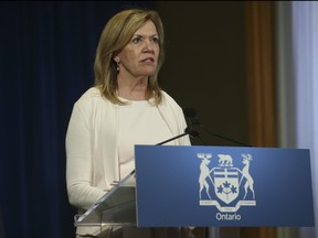 Christine Elliott, Deputy Premier of Ontario and Minister of Health, speaks at the daily briefing at Queen's Park in Toronto, Ont. at Queen's Park on Wednesday May 20, 2020.