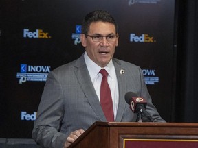 Ron Rivera speaks during his introductory press conference as Washington's new head coach at Inova Sports Performance Center, in Ashburn, Va., Jan. 2, 2020.