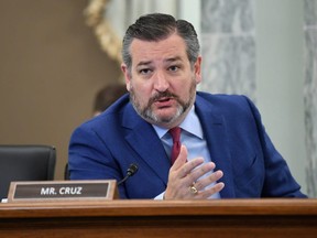 Senator Ted Cruz asks a question during an oversight hearing held by the U.S. Senate Commerce, Science, and Transportation Committee to examine the Federal Communications Commission (FCC), in Washington, U.S. June 24, 2020.