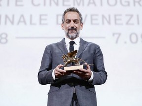Todd Phillips receives the Golden Lion for Best Film Award for Joker during the Award Ceremony at the 76th Venice Film Festival, in Venice, Italy, Sept. 7, 2019.