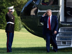 President Donald Trump returns to the White House in Washington on July 15, 2020, after a trip to Atlanta.