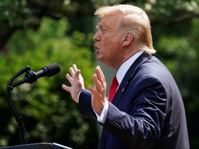 President Donald Trump speaks in the Rose Garden at the White House in Washington July 9, 2020.