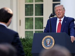 U.S. President Donald Trump holds a news conference in the Rose Garden at the White House in Washington, U.S., on Tuesday, July 14, 2020.