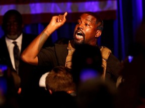 Rapper Kanye West holds his first rally in support of his presidential bid in North Charleston, South Carolina, U.S. July 19, 2020.