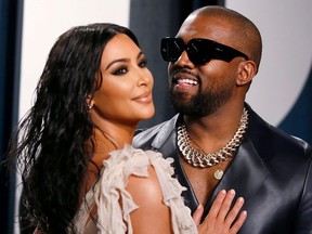 Kim Kardashian and Kanye West attend the Vanity Fair Oscar party in Beverly Hills during the 92nd Academy Awards, in Los Angeles, Feb. 9, 2020.
