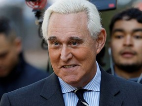 Roger Stone, former campaign adviser to U.S. President Donald Trump, arrives for his criminal trial on charges of lying to Congress, obstructing justice and witness tampering at U.S. District Court in Washington, U.S., November 6, 2019.