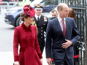 Catherine, Duchess of Cambridge and Prince William, Duke of Cambridge attend the Commonwealth Day Service 2020 at Westminster Abbey in London, March 9, 2020.