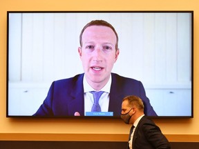 Facebook CEO Mark Zuckerberg testifies before the House Judiciary Subcommittee on Antitrust, Commercial and Administrative Law hearing on Capitol Hill in Washington on July 29, 2020.