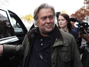 Former White House senior counselor to President Donald Trump Steve Bannon leaves the E. Barrett Prettyman United States Courthouse after he testified at the Roger Stone trial November 8, 2019 in Washington, DC.