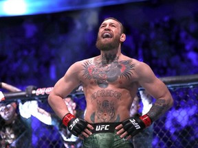 Conor McGregor waits for the start of his welterweight bout against Donald Cerrone during UFC246 at T-Mobile Arena on January 18, 2020 in Las Vegas, Nevada.