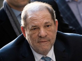 In this file photo taken on Feb. 24, 2020, Harvey Weinstein arrives at the Manhattan Criminal Court in New York City.