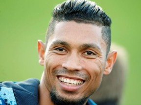 South Africa's 400m Olympic gold medallist and world record holder Wayde van Niekerk looks on as he attends South African Championships in Germiston, South Africa, April 25, 2019.