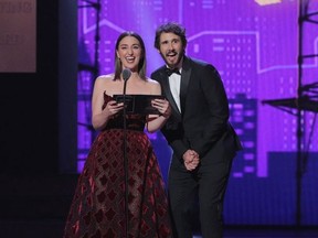 73rd Annual Tony Awards - Show - New York, U.S., 09/06/2019 - Presenters Sara Bareilles and Josh Groban.