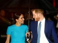 Britain's Prince Harry and his wife Meghan, Duchess of Sussex, arrive at the Endeavour Fund Awards in London, Britain March 5, 2020.