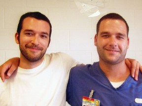 Sacha Bond, right, poses for a photo with his brother Eric Bond at Apalachee Correctional Institution in Sneads, Fla. in this undated family handout photo.