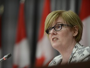 Minister of Employment, Workforce Development and Disability Inclusion Carla Qualtrough holds a press conference on Parliament Hill in Ottawa on Friday, July 17, 2020.