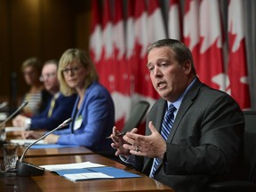 Marc Brouillard, CTO for the Government of Canada, joins fellow senior officials from the Treasury Board of Canada Secretariat, the Canada Revenue Agency, and the Canadian Centre for Cyber Security to provide an update regarding the recent cyber attacks against GCKey and CRA accounts during a technical briefing on Parliament Hill in Ottawa on Monday, Aug. 17, 2020.