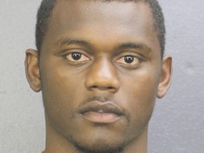 New York Giants cornerback DeAndre Baker is seen in a police mugshot released by the Broward County Sheriff department in Florida, May 16, 2020.