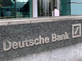The logo of Deutsche bank is seen in Hong Kong, July 8, 2019.