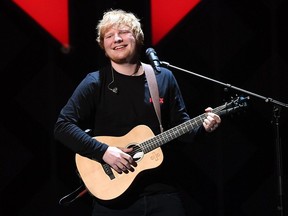 This file photo taken on December 8, 2017 shows Ed Sheeran performing at the Z100's iHeartRadio Jingle Ball 2017 at Madison Square Garden in New York.