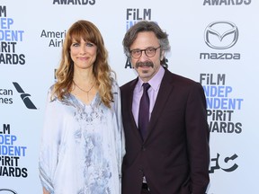 Lynn Shelton and Marc Maron arrive for the 35th Film Independent Spirit Awards in Santa Monica, California, on February 8, 2020.