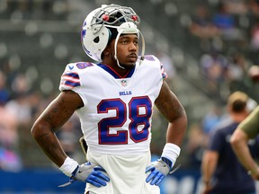 E.J. Gaines of the Buffalo Bills is seen prior to the game against the Los Angeles Chargers at the StubHub Center on November 19, 2017 in Carson, California.