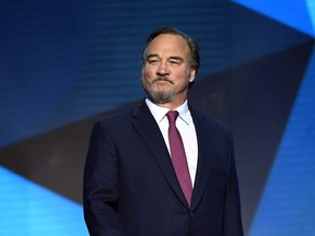 Actor Jim Belushi presents the Vezina Trophy during the 2018 NHL Awards presented by Hulu at The Joint inside the Hard Rock Hotel & Casino on June 20, 2018 in Las Vegas, Nevada.