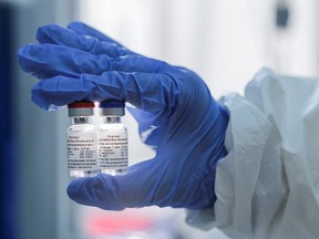 A handout photo provided by the Russian Direct Investment Fund (RDIF) shows samples of a vaccine against the coronavirus disease (COVID-19) developed by the Gamaleya Research Institute of Epidemiology and Microbiology, in Moscow, Russia August 6, 2020.