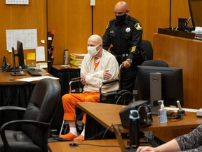 Joseph James DeAngelo, known as the Golden State Killer, is brought into the courtroom for the third day of victim impact statements at the Gordon D. Schaber Sacramento County Courthouse in Sacramento, Calif., Thursday, Aug. 20, 2020.