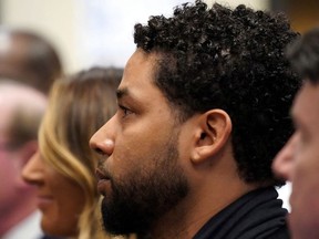 Former "Empire" actor Jussie Smollett appears in a courtroom at the Leighton Criminal Court Building for his arraignment, in Chicago, Illinois, U.S., February 24, 2020.
