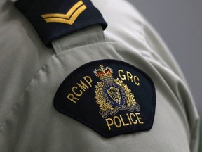 A Royal Canadian Mounted Police crest is seen on a member's uniform in Winnipeg July 24, 2019.