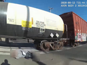 Bodycam footage shows the moments after a police officer rescues a man in a wheelchair from being hit by an oncoming train.