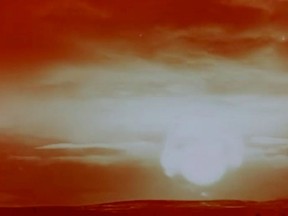 A fireball is seen after the so-called Tsar Bomba was detonated in a test over the remote Novaya Zemlya archipelago in USSR, in this still image from previously classified footage taken in October 1961 and recently released by Russian state atomic energy corporation Rosatom.