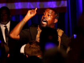 Rapper Kanye West holds his first rally in support of his presidential bid in North Charleston, South Carolina, U.S. July 19, 2020.