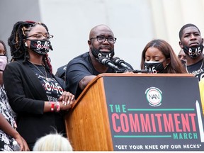 Philonise Floyd, brother of George Floyd, speaks during the Commitment March at the Lincoln Memorial on August 28, 2020 in Washington, DC.