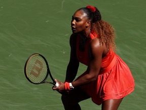 Serena Williams of the United States prepares to return a shot during her Womens Singles third round match against Sloane Stephens of the United States on Day 6 of the 2020 U.S. Open at USTA Billie Jean King National Tennis Center on Sept. 5, 2020 in the Queens borough of New York City.