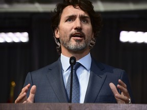 Prime Minister Justin Trudeau holds a closing press conference on the third and final day of the Liberal cabinet retreat in Ottawa on Wednesday, Sept. 16, 2020.