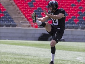 Ottawa Redblacks kicker Richie Leone during training camp at TD Place on May 22, 2019. Errol McGihon/Postmedia