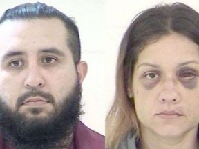 Mugshots for Armando Barron, 30, and Britany Barron, 31.