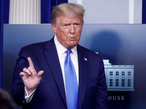 U.S. President Donald Trump speaks to reporters during a news conference in the Brady Press Briefing Room at the White House in Washington, D.C., Wednesday, Sept. 23, 2020.