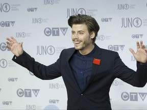 Francois Arnaud arrives on the red carpet at Scotiabank Place in Ottawa for the 2012 Juno Awards, April 1 , 2012.